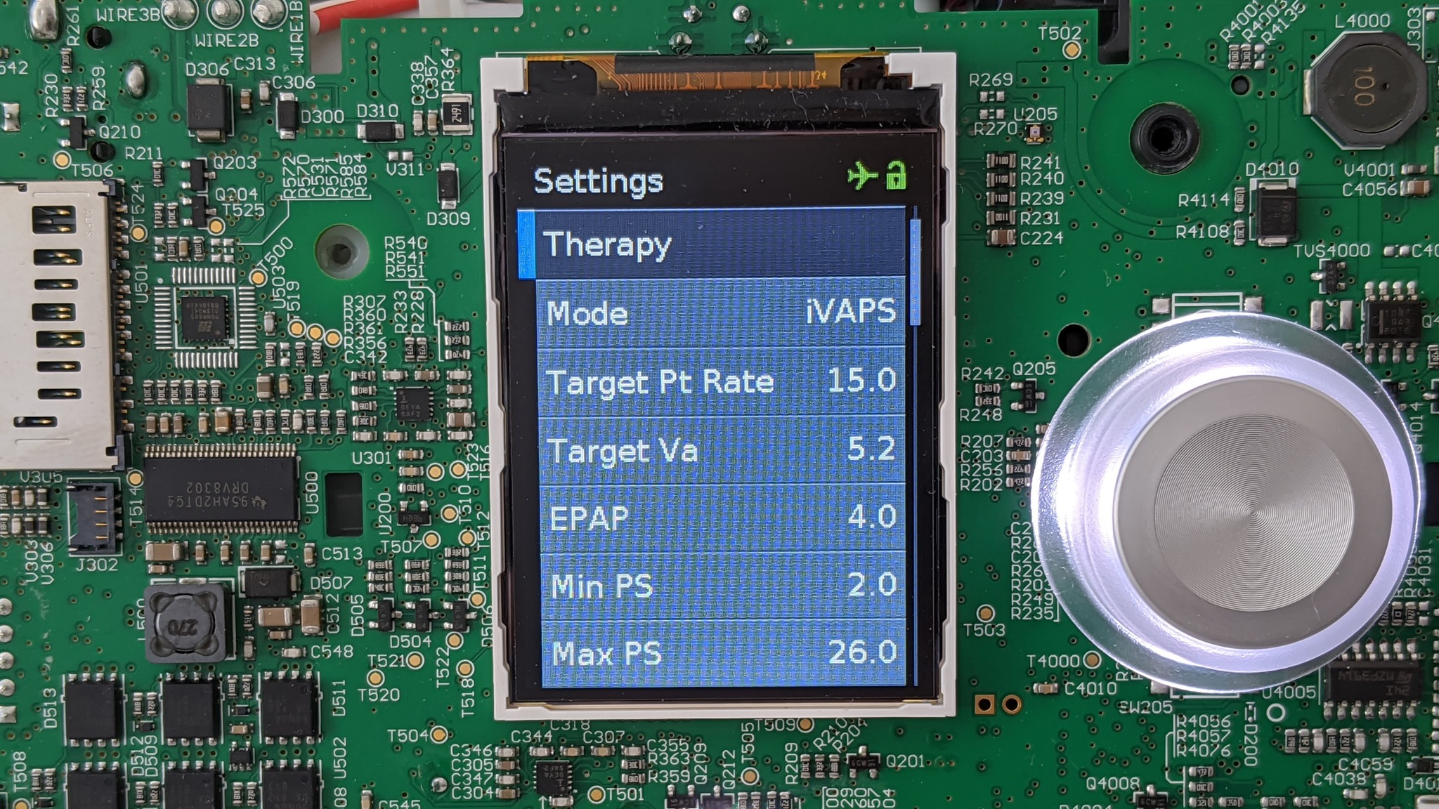 Airsense 10 CPAP machine with iVAPS configuration menu